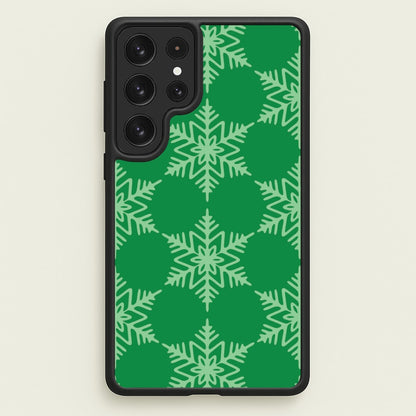 Green Giant Snowflakes Christmas Pattern Galaxy S22 Ultra Case