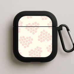 Flower Hearts Pattern Black AirPods Case