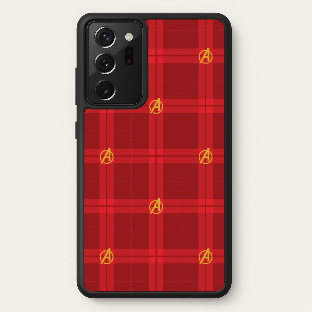 Superhero Team Red Tartan Pattern Galaxy Note 20 Ultra Case