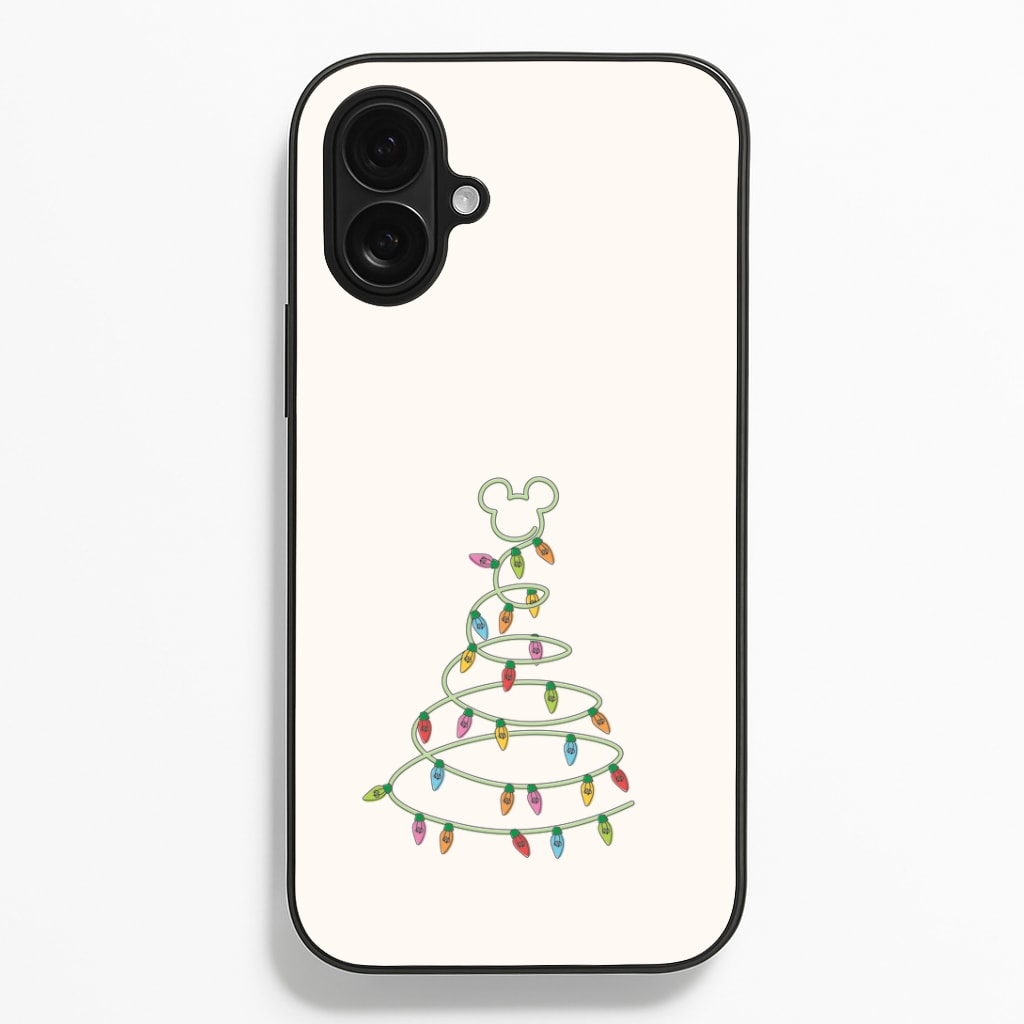 Cartoon Mouse Christmas Tree Lights iPhone 16 Plus Case