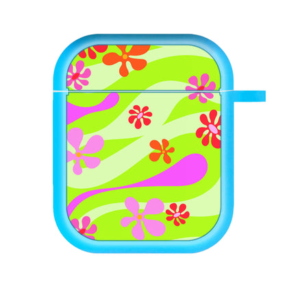 Retro Flowers Pattern AirPods Case