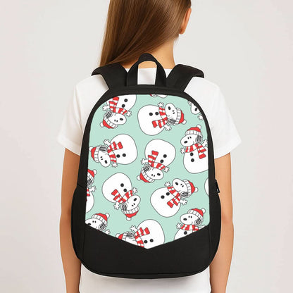 Cartoon Beagle Snowman Pattern School Bag