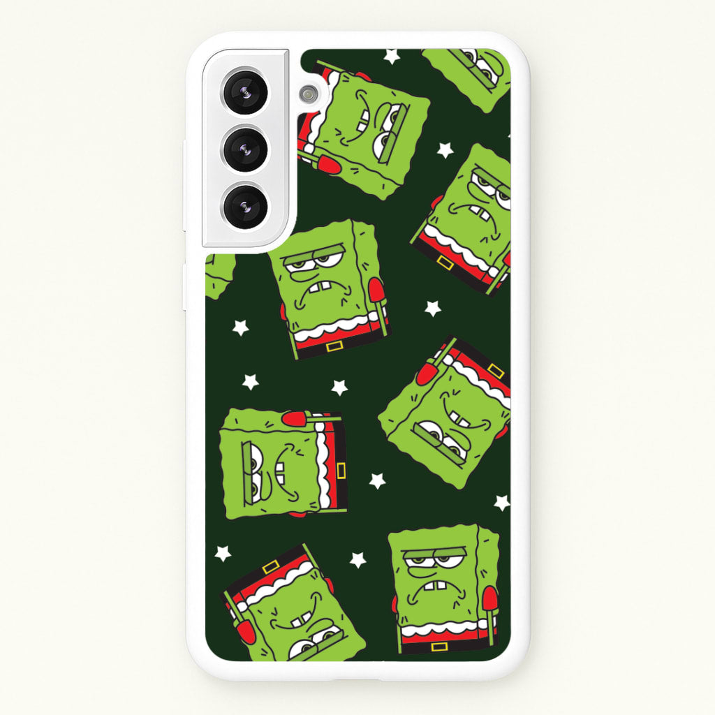 Grumpy Christmas Cartoon Sponge Pattern Galaxy S22 Plus Case