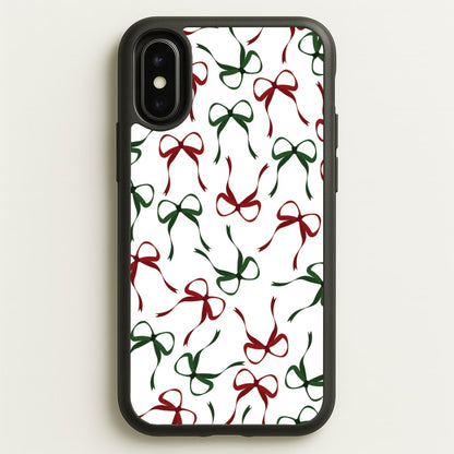 Red And Green Coquette Christmas Bows Pattern iPhone X / XS Case
