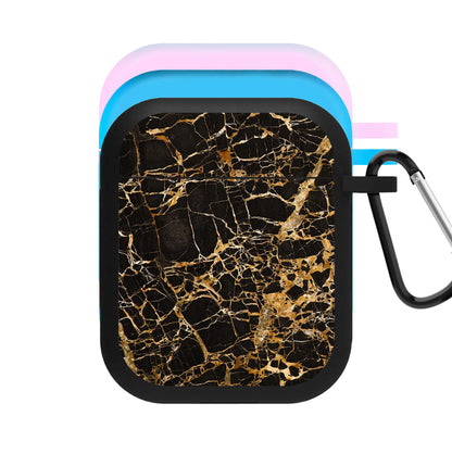 Black & Gold Marble Pattern AirPods Case