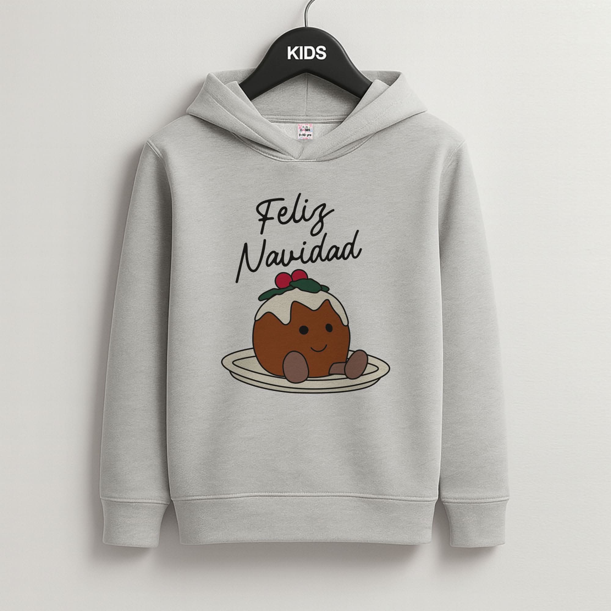 Christmas Pudding Plush Grey Kids Hoodie