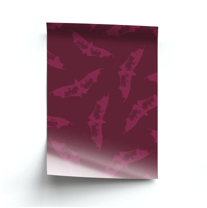 Dark Pink Bats Pattern Poster