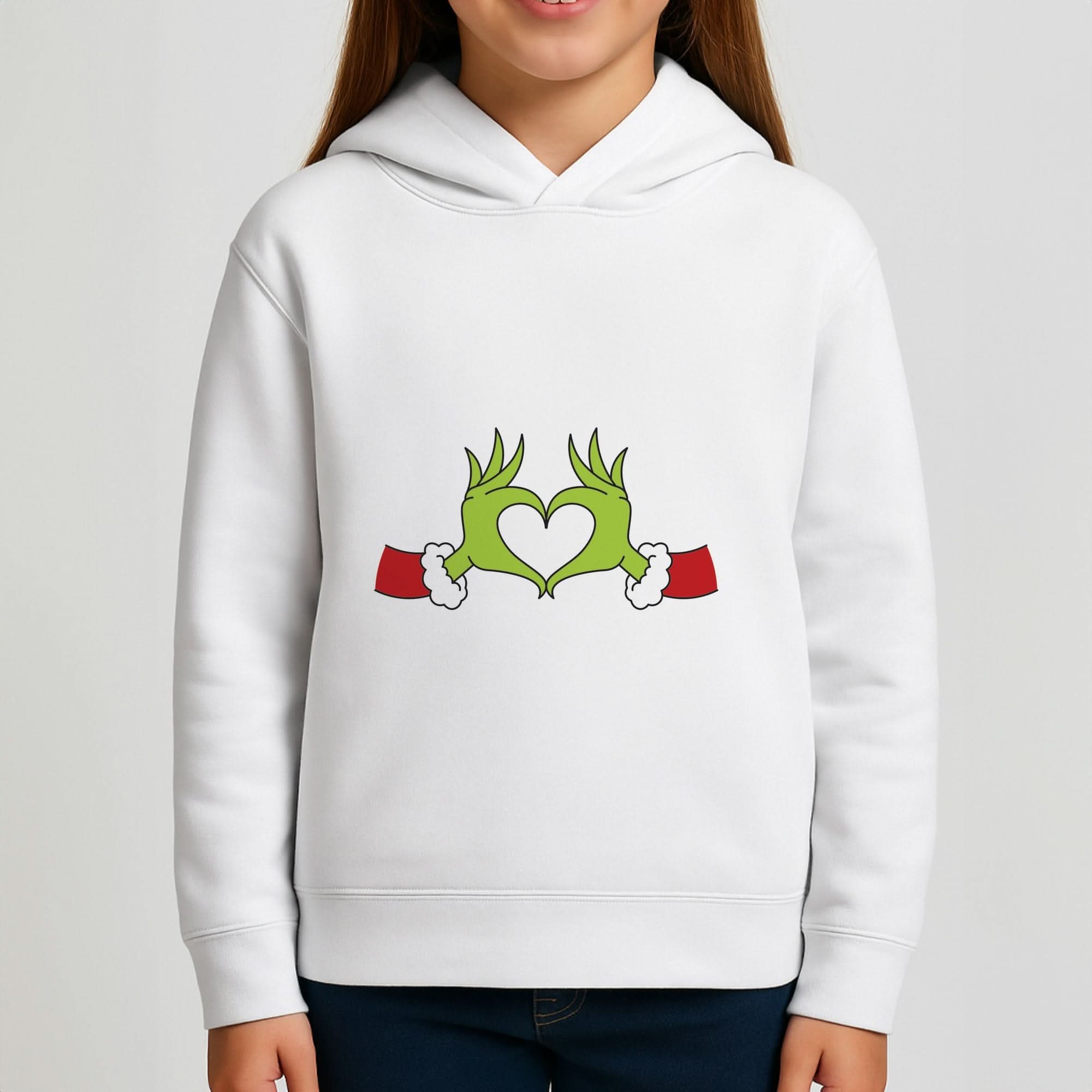 Christmas Green Heart Girls Hoodie