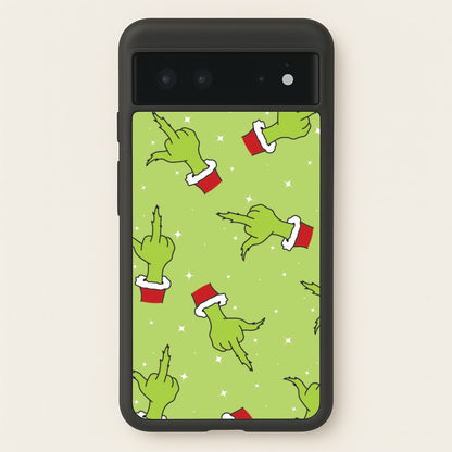 Green Middle Finger Christmas Pattern Google Pixel 6 Case