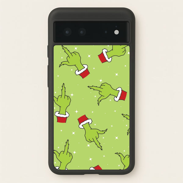 Green Middle Finger Christmas Pattern Google Pixel 6 Case