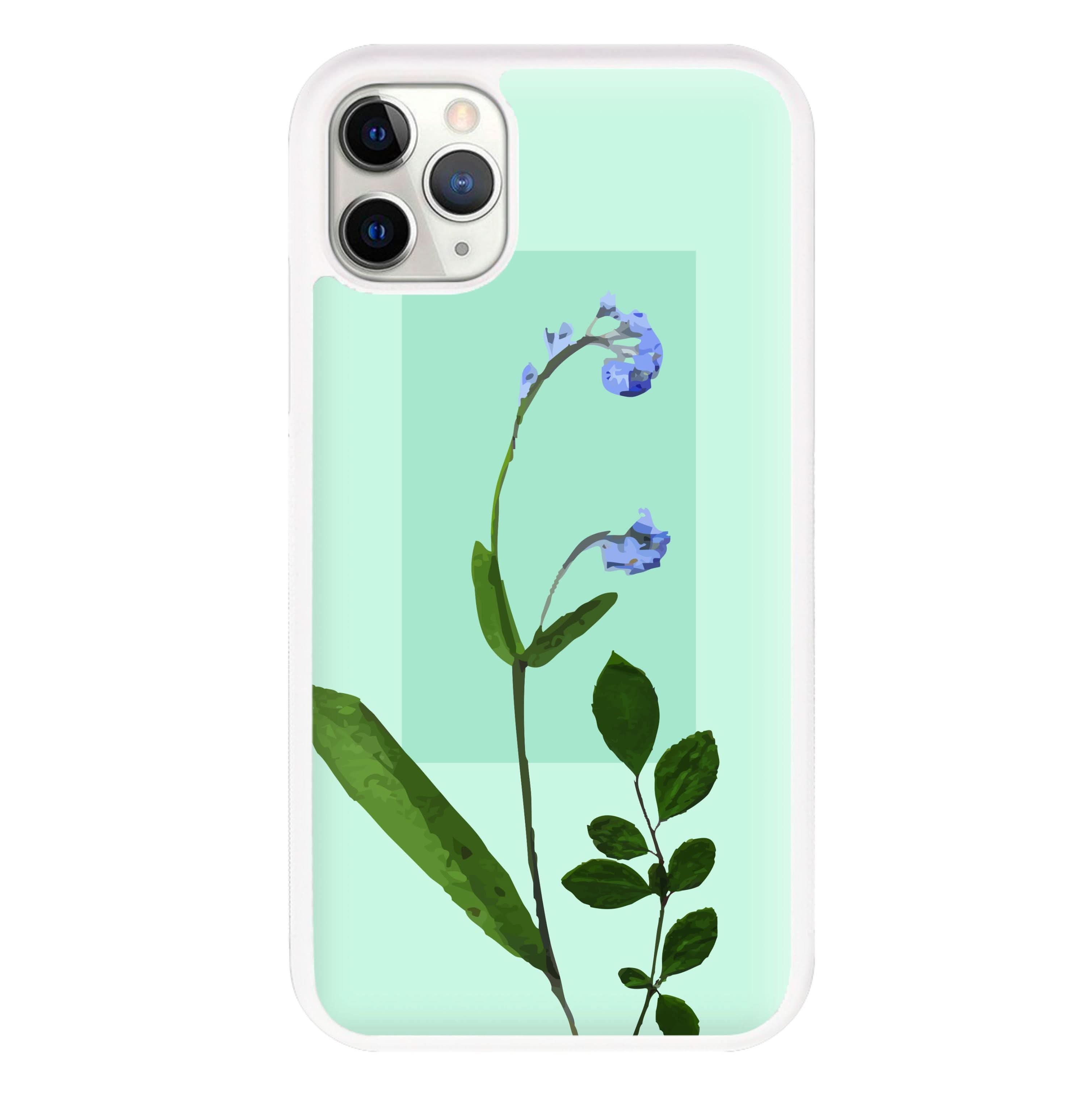 Abstract Blue Pressed Flower Phone Case