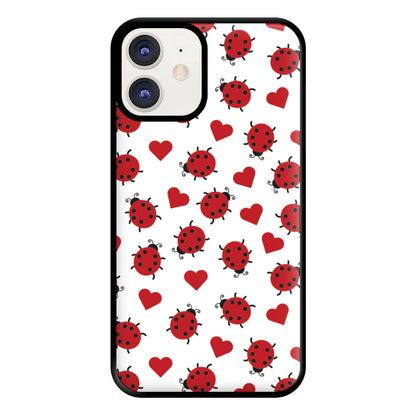 Ladybugs And Hearts Pattern iPhone 11 Case