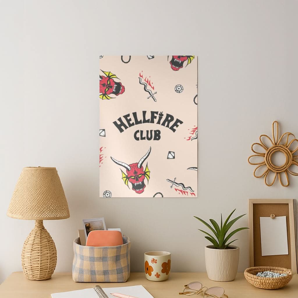 Hellfire Club Icons Collage Peach Art Print