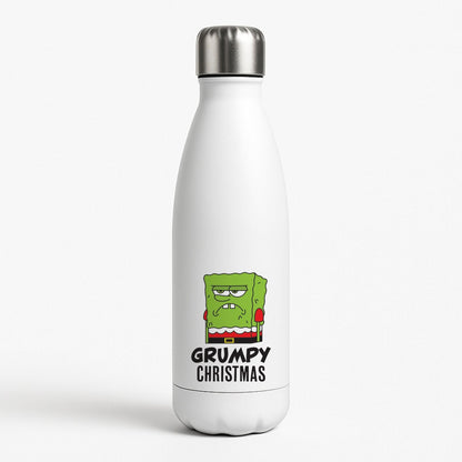 Grumpy Christmas Cartoon Sponge White Water Bottle