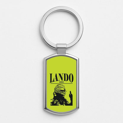 Lando Black And Green  Silver Metal Keyring