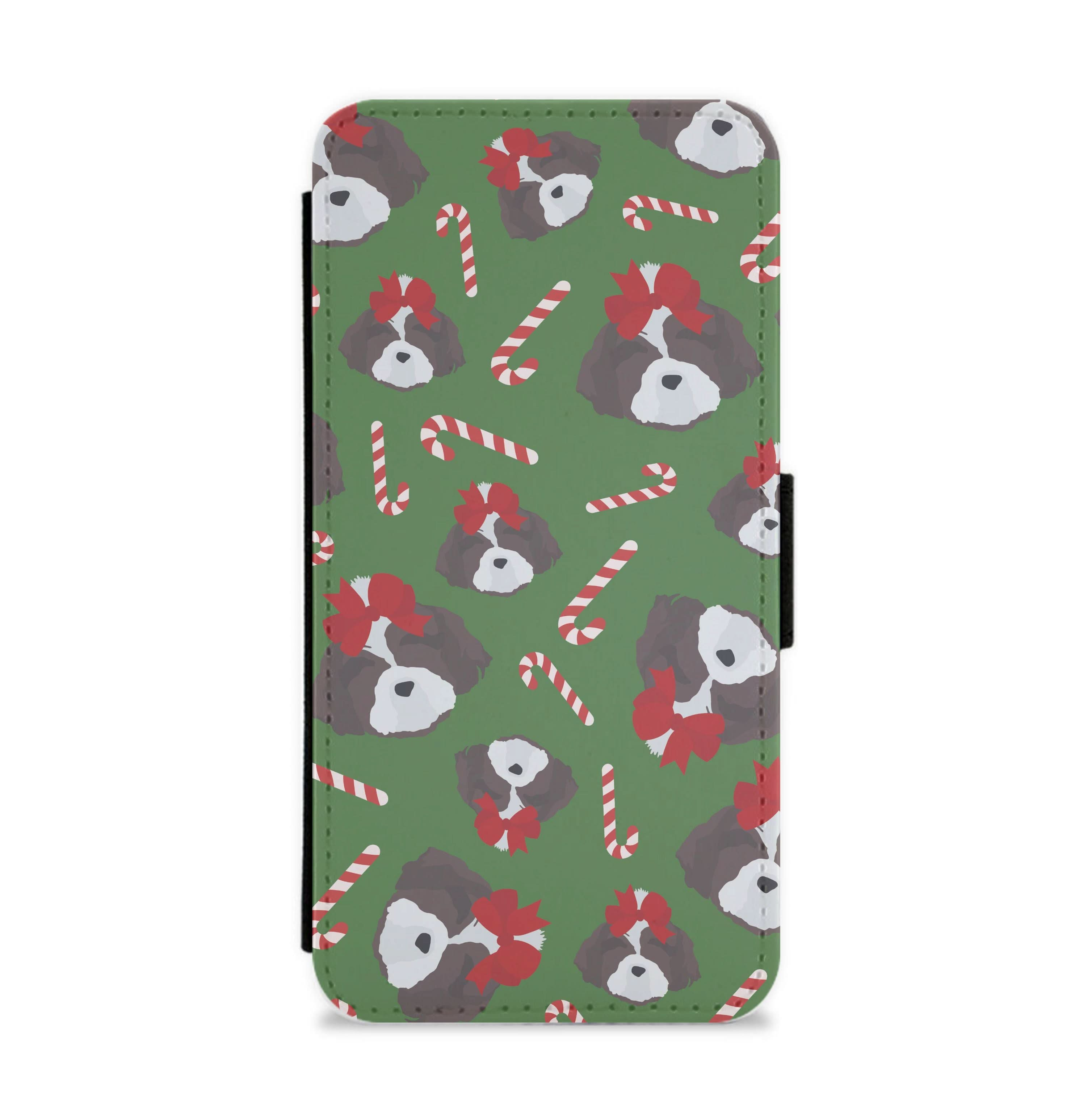 Dog Christmas Pattern Flip / Wallet Phone Case