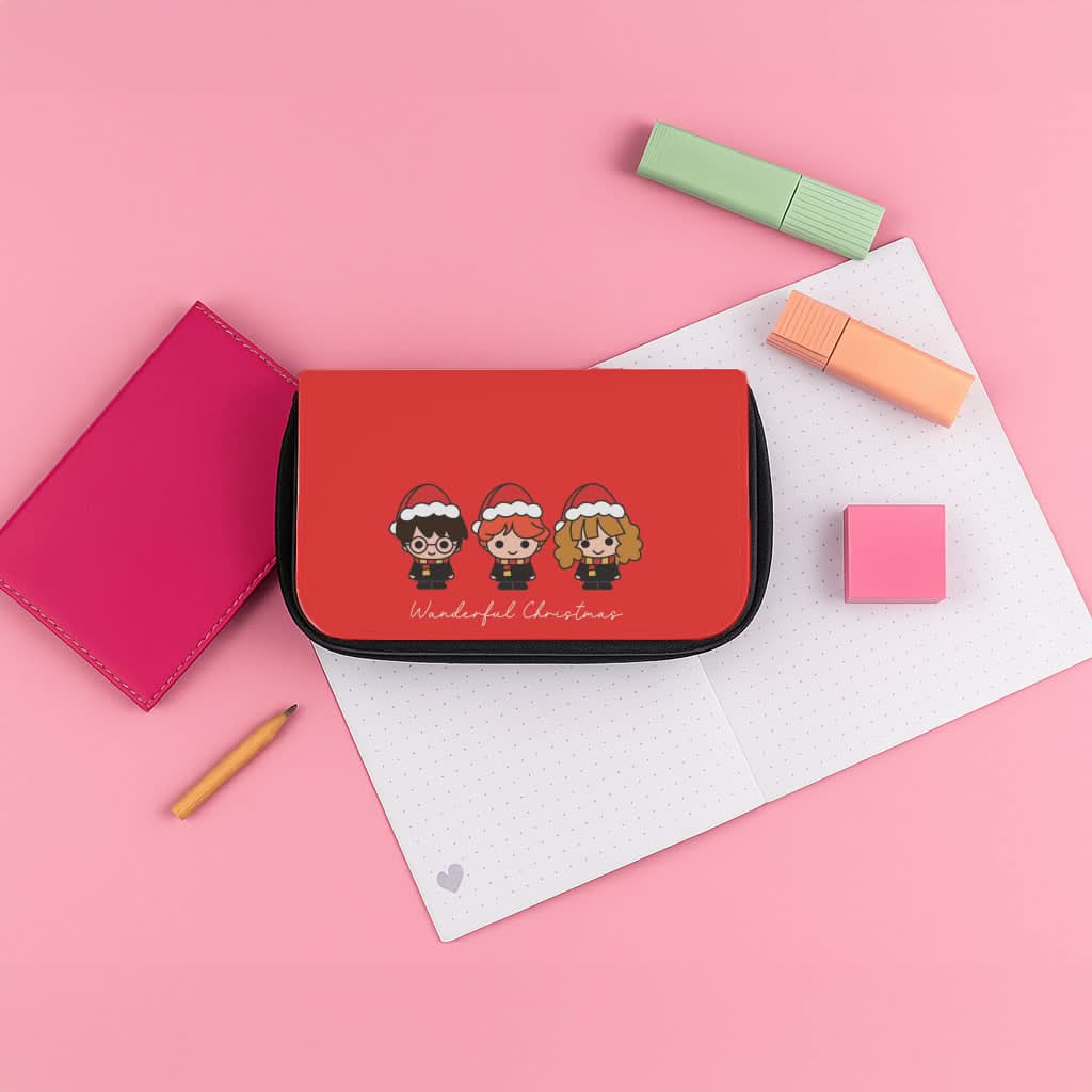 Wizards With Christmas Hats Pencil Case