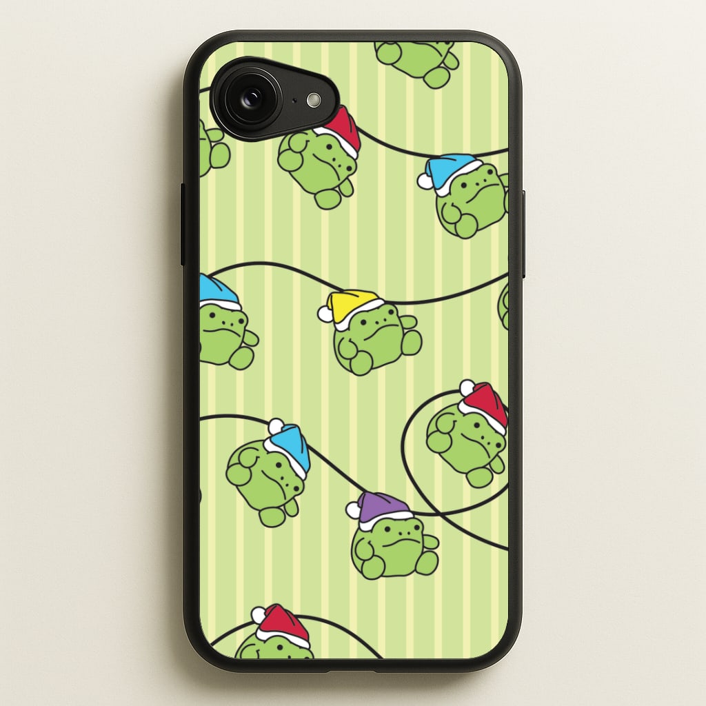 Christmas Frog Plush Fairylights Pattern iPhone 16e Case
