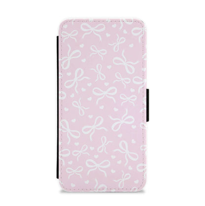 Coquette Bows And Hearts Baby Pink Flip / Wallet Phone Case