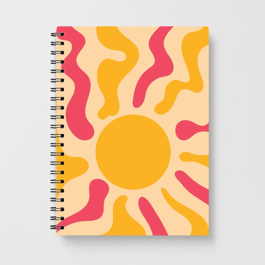 Yellow And Pink Abstract Sun Notebook