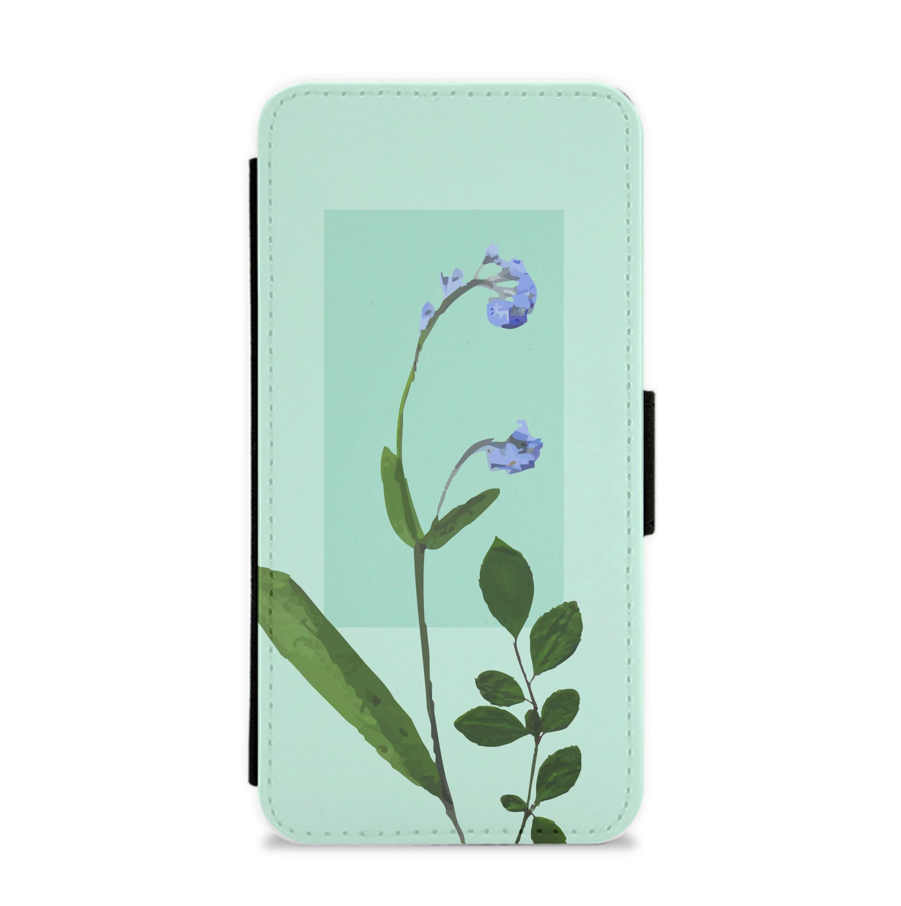 Abstract Blue Pressed Flower Flip / Wallet Phone Case
