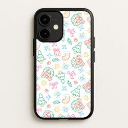 Neon Christmas Icons Pattern II iPhone 12 / 12 Pro Case