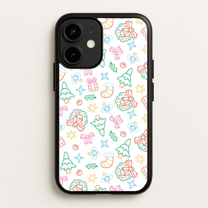 Neon Christmas Icons Pattern II iPhone 12 / 12 Pro Case
