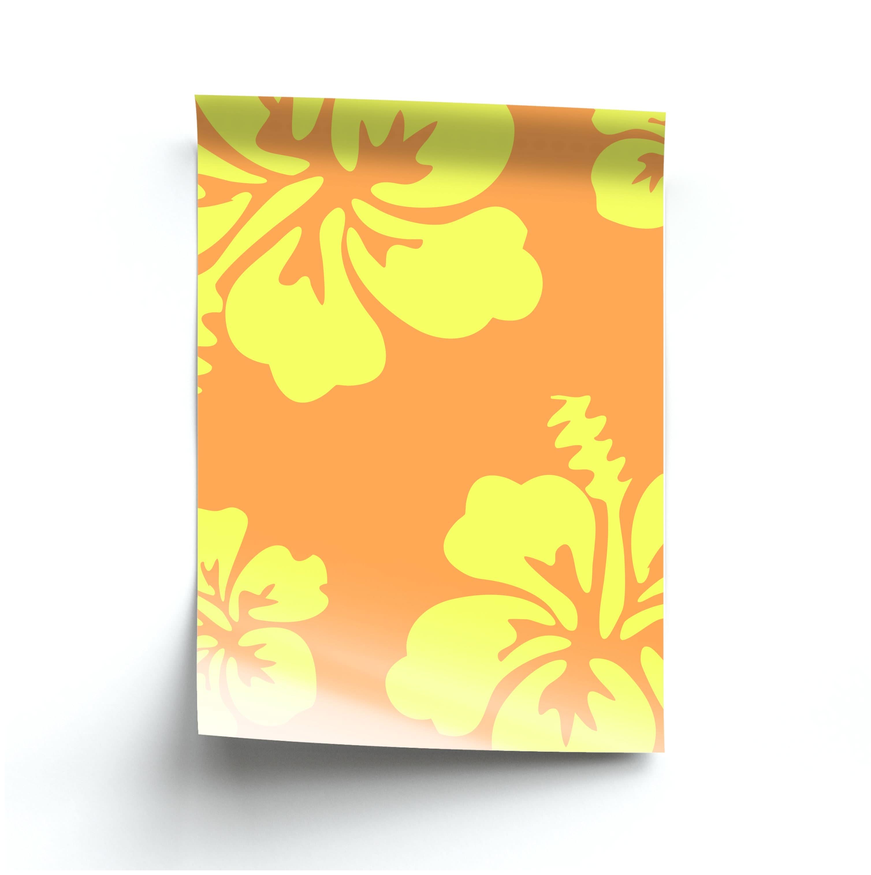 Orange And Yellow Hawaiian Flowers Pattern Poster