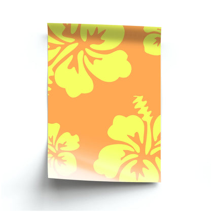 Orange And Yellow Hawaiian Flowers Pattern Poster