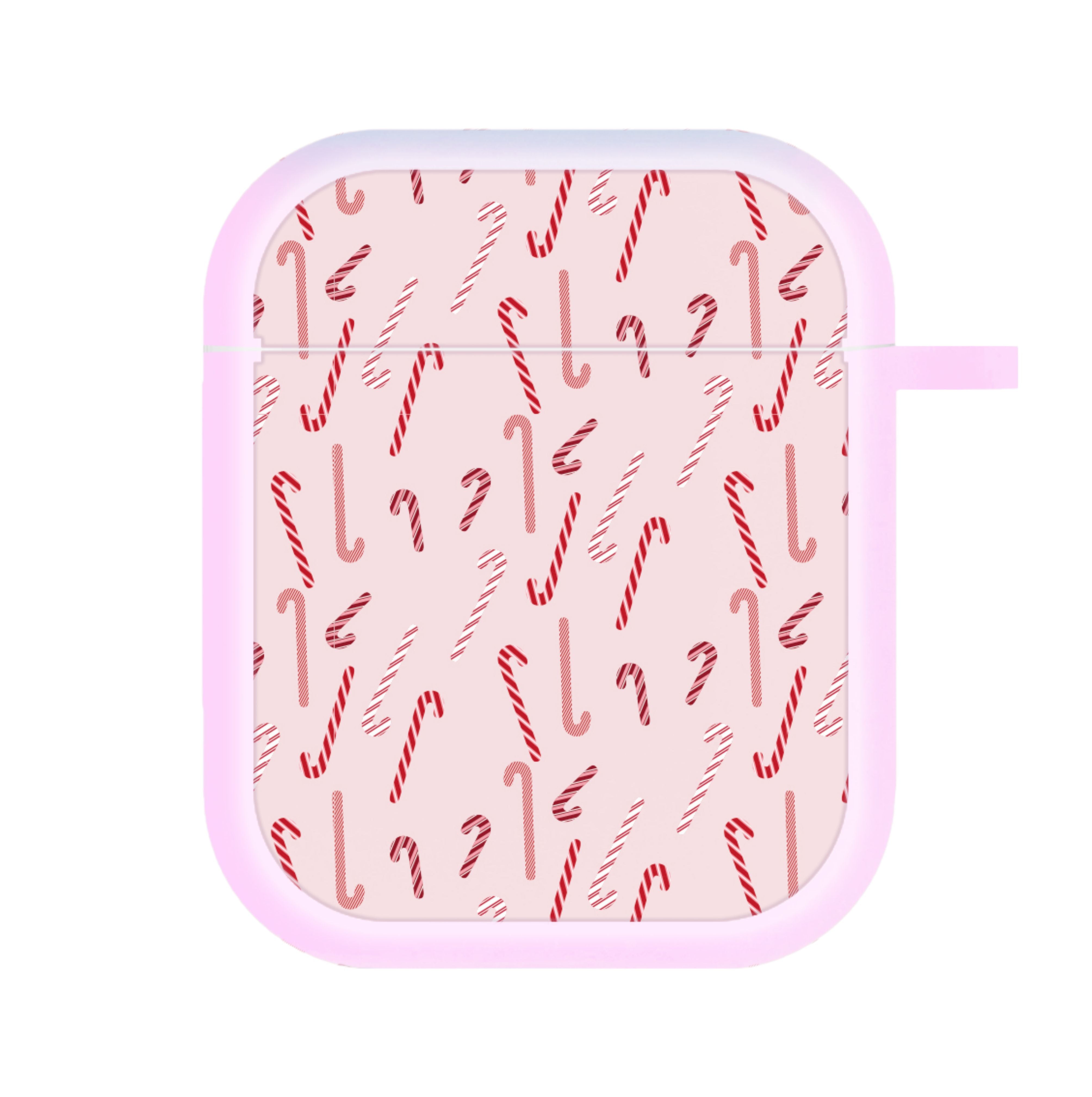 Pink Candycane Christmas Pattern AirPods Case