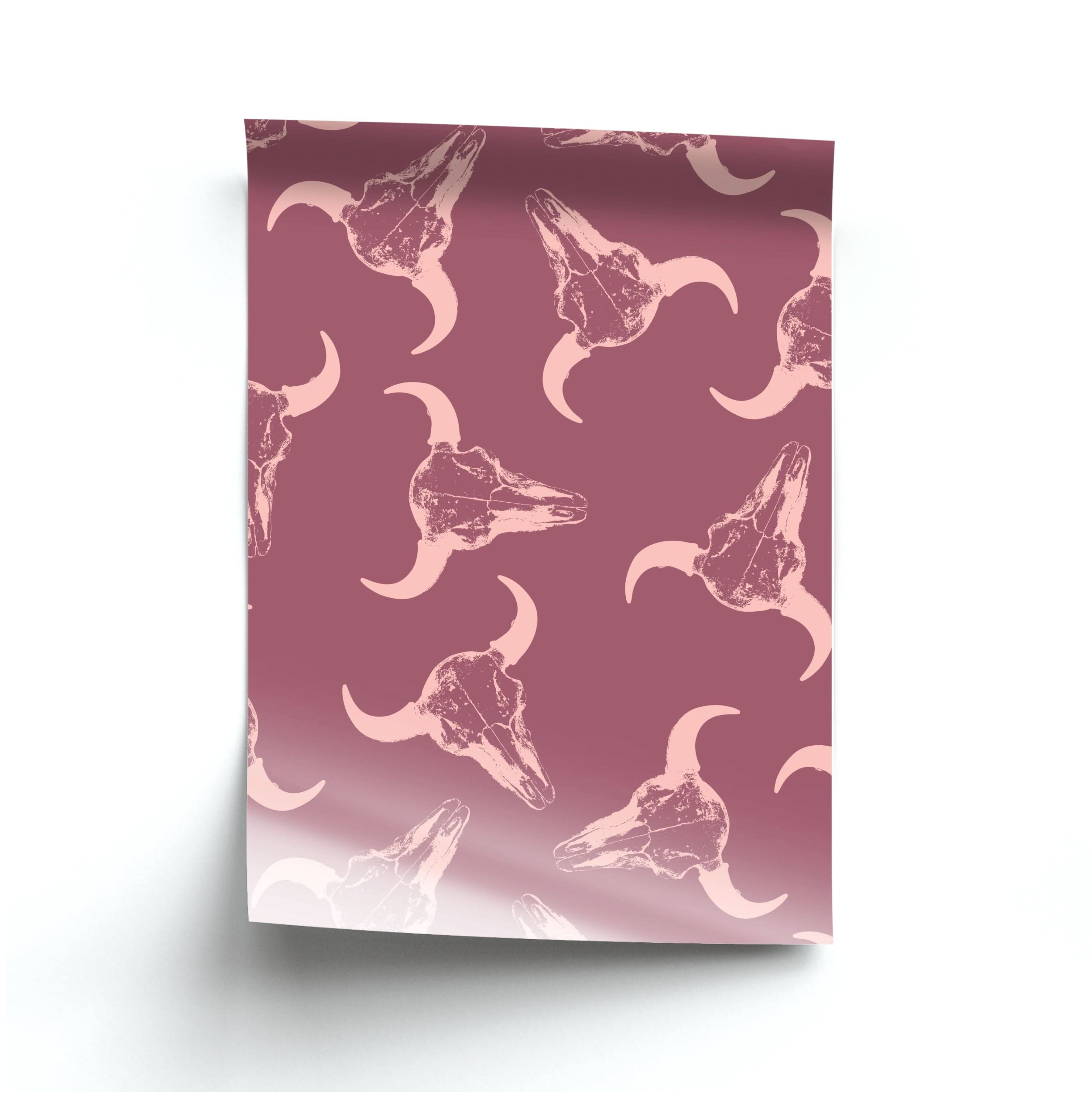 Pastel Skulls Pattern Poster