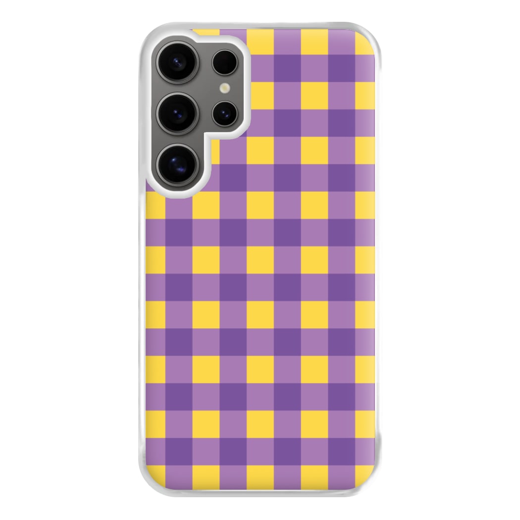Purple And Yellow Checkered Pattern Galaxy S24 Ultra Case