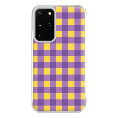 Purple And Yellow Checkered Pattern Galaxy S20 Plus Case