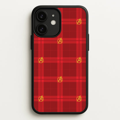 Superhero Team Red Tartan Pattern iPhone 11 Case
