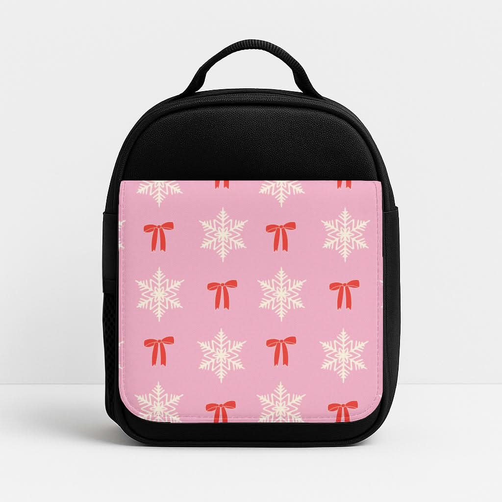 Coquette Bows And Snowflakes Pattern Insulated Lunch Bag