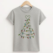 Cartoon Mouse Christmas Tree Lights T-Shirt 2