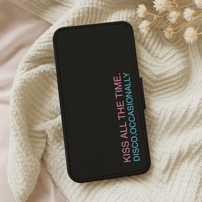 Disco Occasionally Text Leather Phone Case