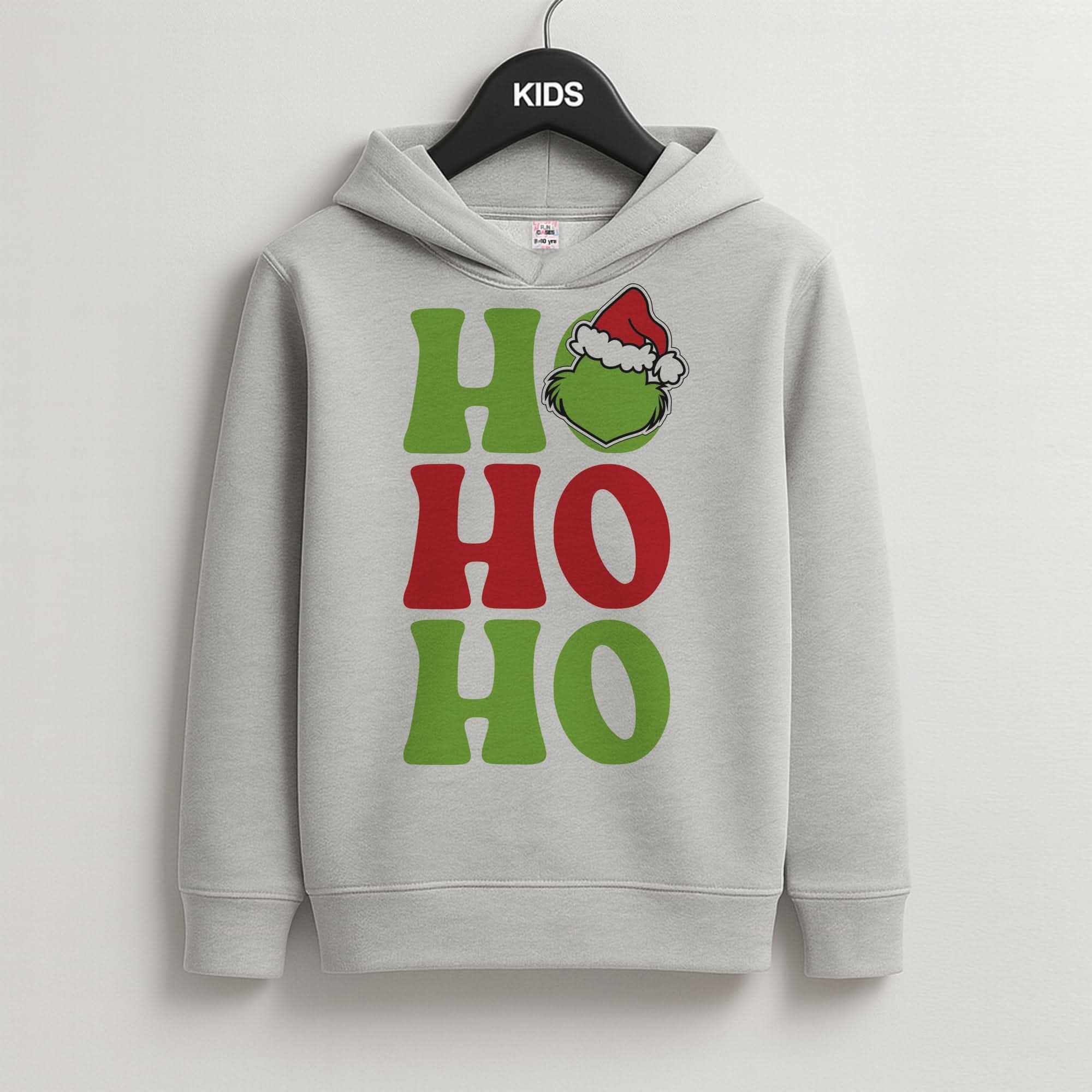 Green Ho Ho Ho Grey Kids Hoodie