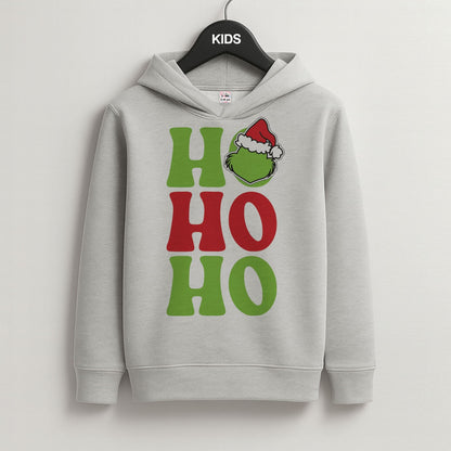 Green Ho Ho Ho Grey Kids Hoodie