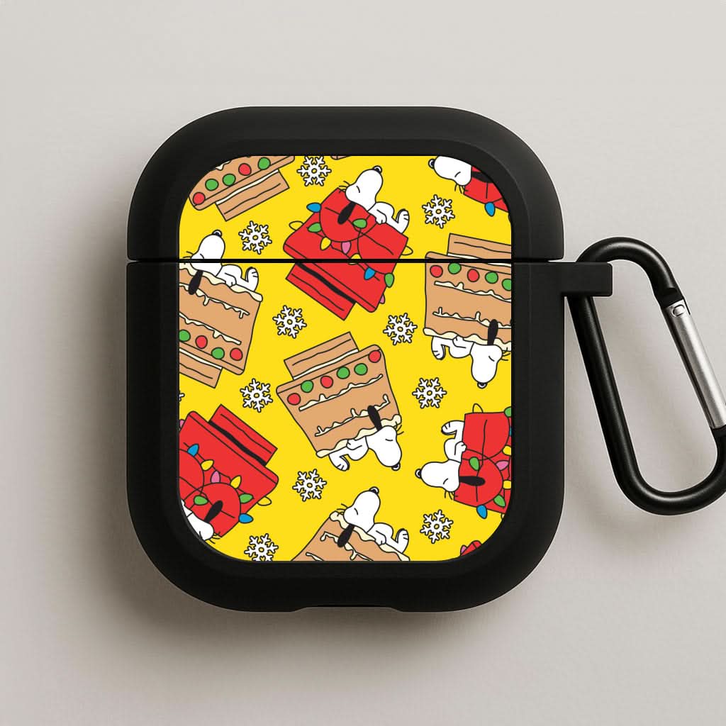Cartoon Beagle Fairylights And Gingerbead Pattern AirPods Case