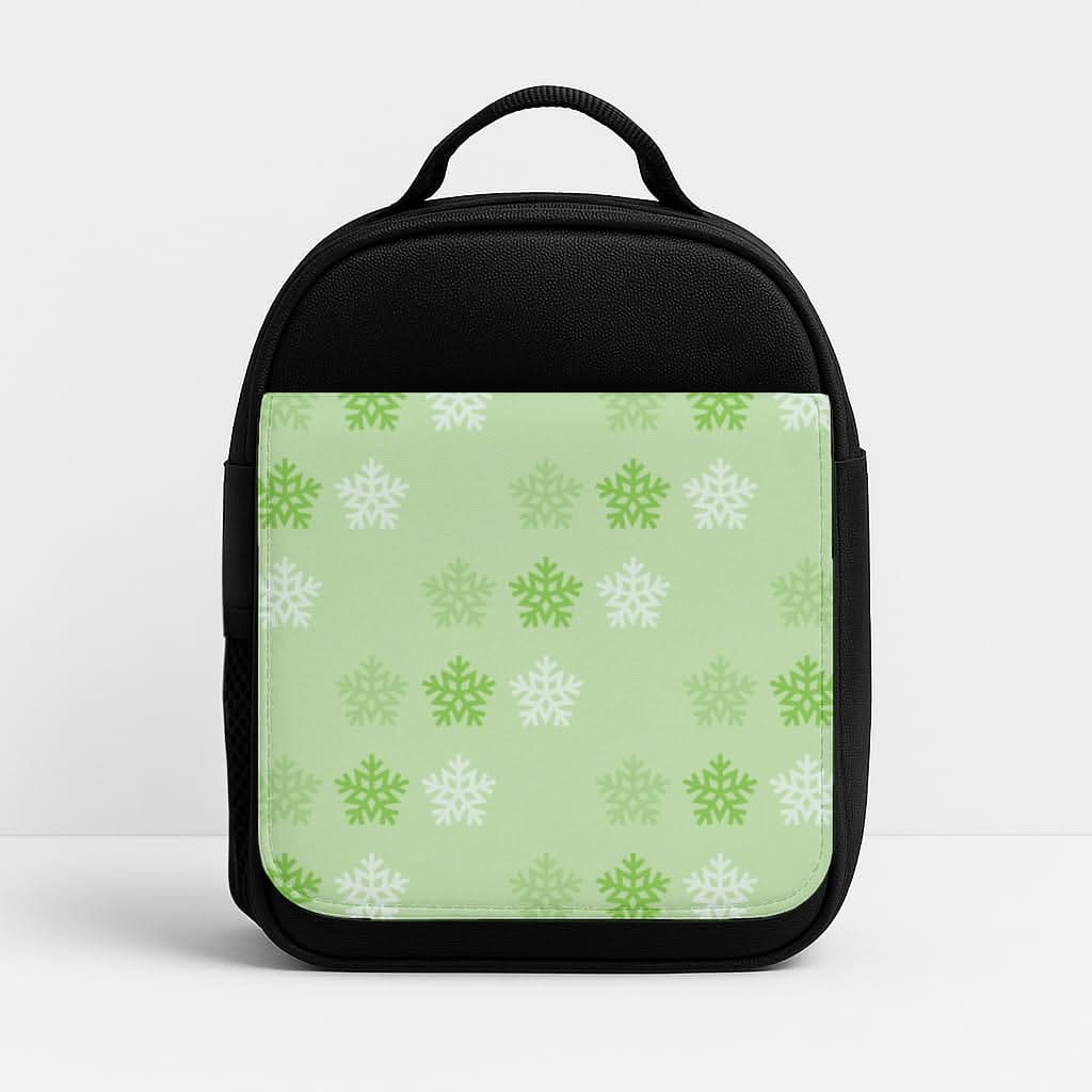 Green Slowflakes Christmas Pattern Insulated Lunch Bag