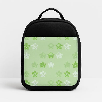 Green Slowflakes Christmas Pattern Insulated Lunch Bag