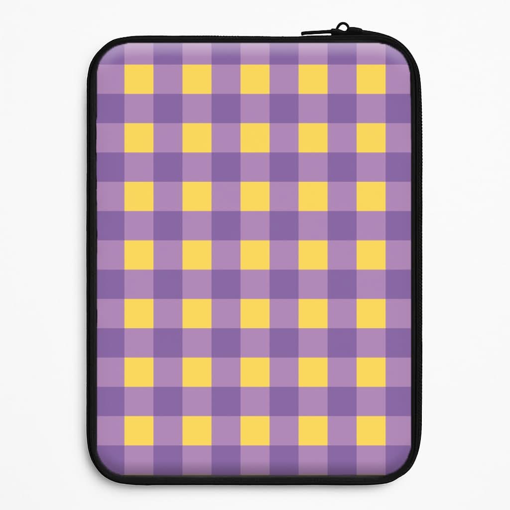 Purple And Yellow Checkered Pattern Universal Laptop Sleeve
