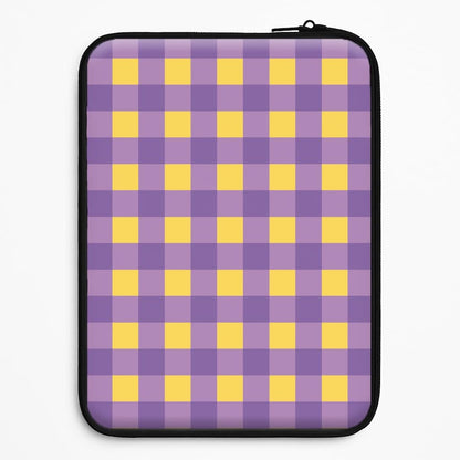Purple And Yellow Checkered Pattern Universal Laptop Sleeve