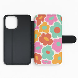 Abstract Trippy Retro Flowers Flip Phone Case