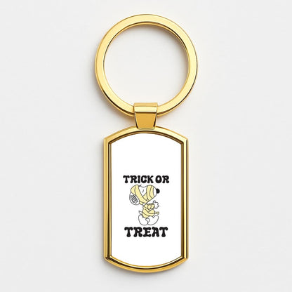 Trick Or Treat Cartoon Beagle Gold Keyring