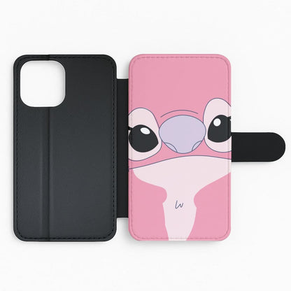 Cute Pink Alien Face Flip Phone Case