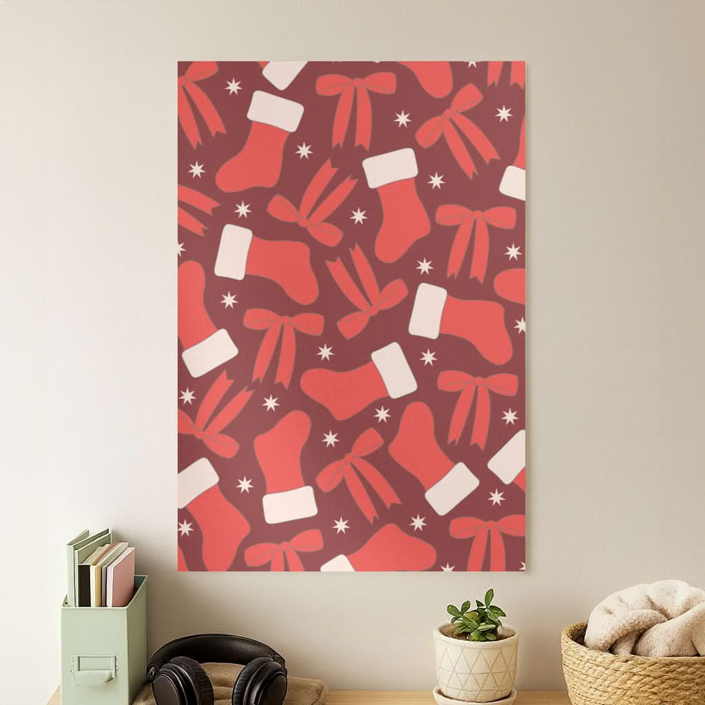 Stockings And Bows Pattern Poster