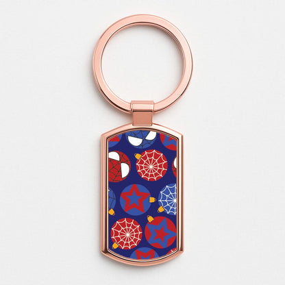Spider Hero Baubles Pattern Rose Gold Keyring