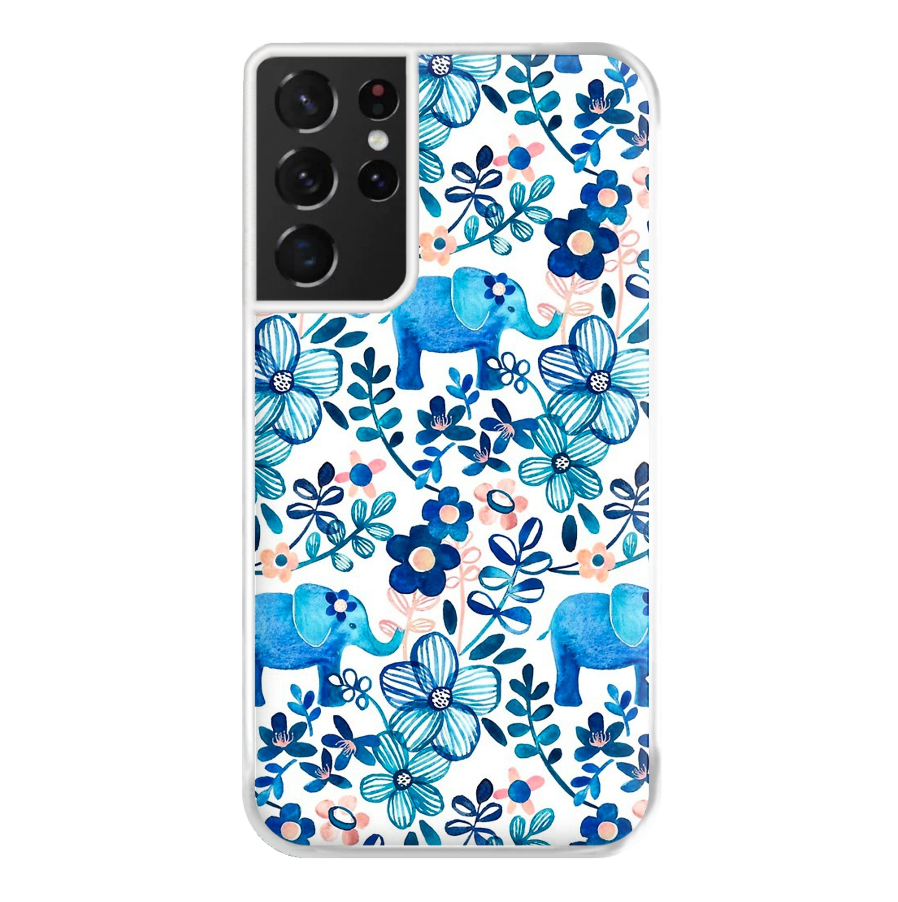 Elephant and Floral Pattern Phone Case